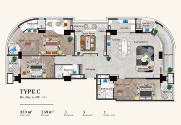 Luxury 3-Bedroom Condo for Sale  - La Vista One, Chroy Changvar, Phnom Penh thumbnail
