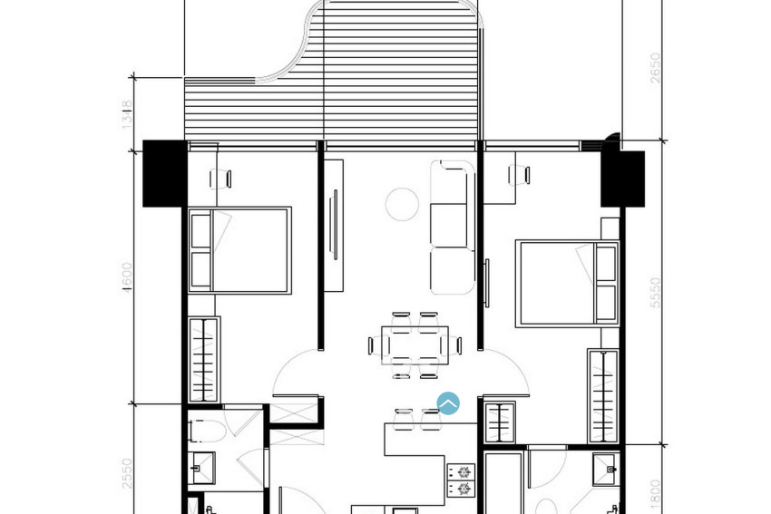 Golden 2 Bedroom Condo For Sale  Ocean Gold- Time Square 10, Otres Beach, Sihanoukville