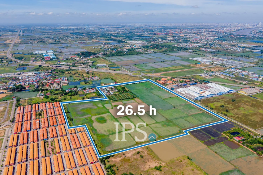 26.5 Hectares Land For Sale -Partial or Entire Land - Ta Khmau, Kandal Province