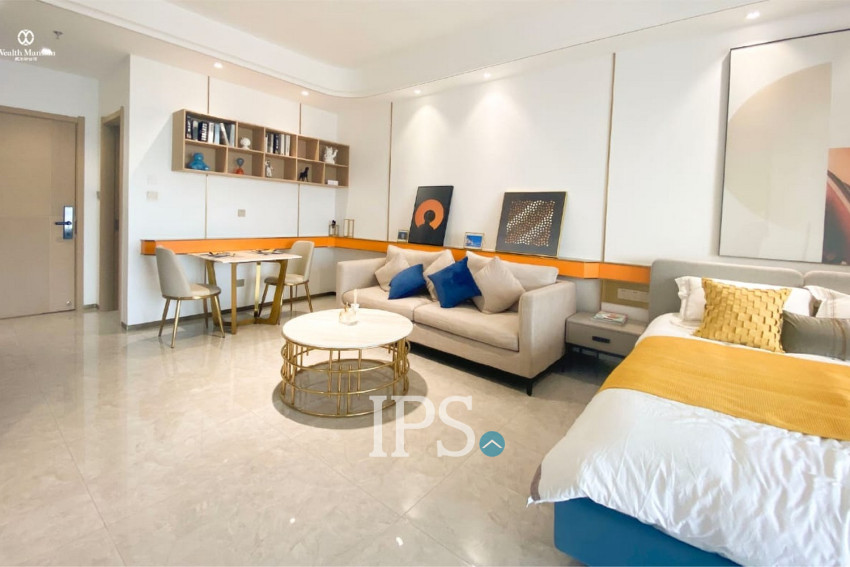 17th Floor Studio Room Condo For Rent - Wealth Mansion, Chroy Changvar, Phnom Penh