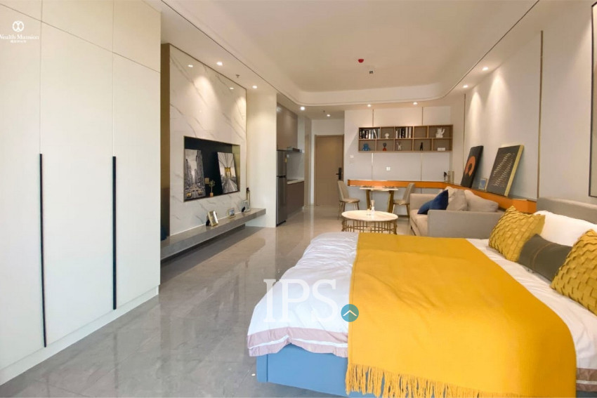 17th Floor Studio Room Condo For Rent - Wealth Mansion, Chroy Changvar, Phnom Penh