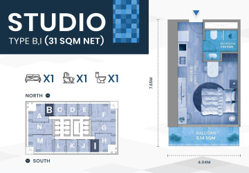 Studio Condo for Sale - GATO Tower, BKK1, Phnom Penh thumbnail