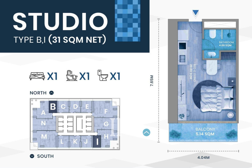 Studio Condo for Sale - GATO Tower, BKK1, Phnom Penh