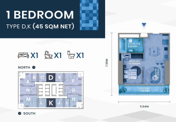 1 Bedroom Condo For Sale - GATO Tower, BKK1, Phnom Penh thumbnail