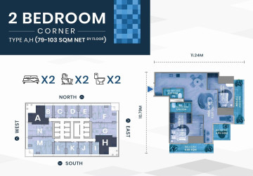 2 Bedroom Condo For Sale - GATO Tower, BKK1, Phnom Penh thumbnail