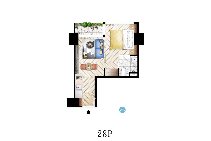 1 Bedroom Condo For Sale Type D - Time Square 11, BKK3, Phnom Penh