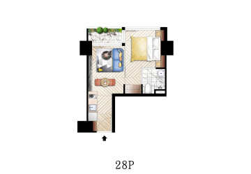 1 Bedroom Condo For Sale Type D - Time Square 11, BKK3, Phnom Penh thumbnail