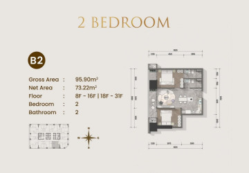 2 Bedroom Condo For Sale Type B1 - Le Conde 2, BKK1, Phnom Penh thumbnail