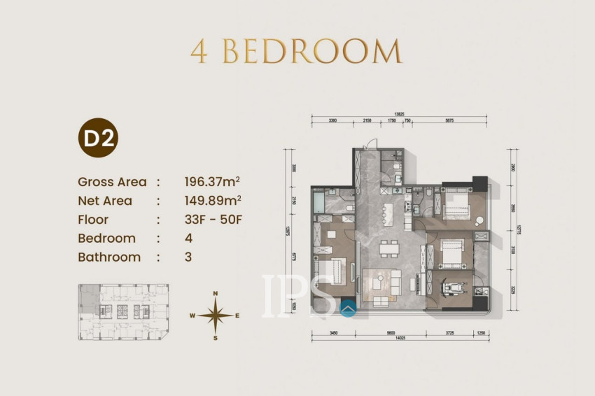 4 Bedroom Condo For Sale Type D2 - Le Conde 2, BKK1, Phnom Penh