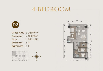 4 Bedroom Condo For Sale Type D2 - Le Conde 2, BKK1, Phnom Penh thumbnail