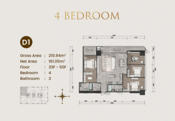 4 Bedroom Condo For Sale Type D2 - Le Conde 2, BKK1, Phnom Penh thumbnail