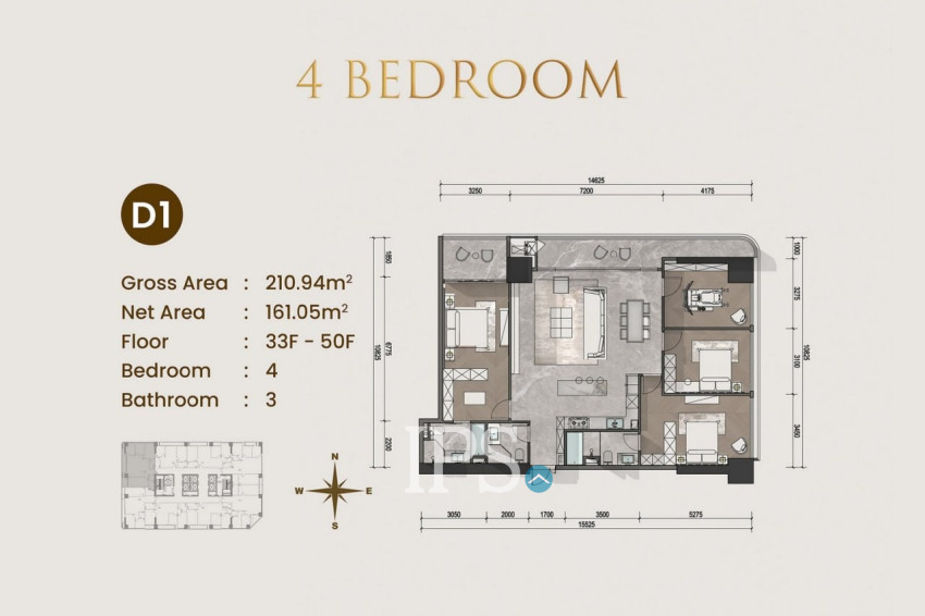 4 Bedroom Condo For Sale Type D2 - Le Conde 2, BKK1, Phnom Penh
