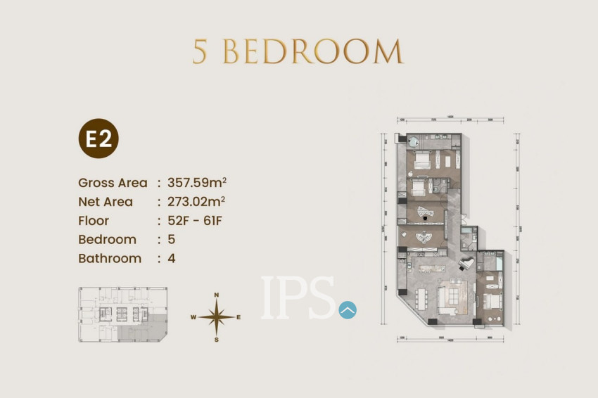 5 Bedroom Condo For Sale Type E3 - Le Conde 2, BKK1, Phnom Penh