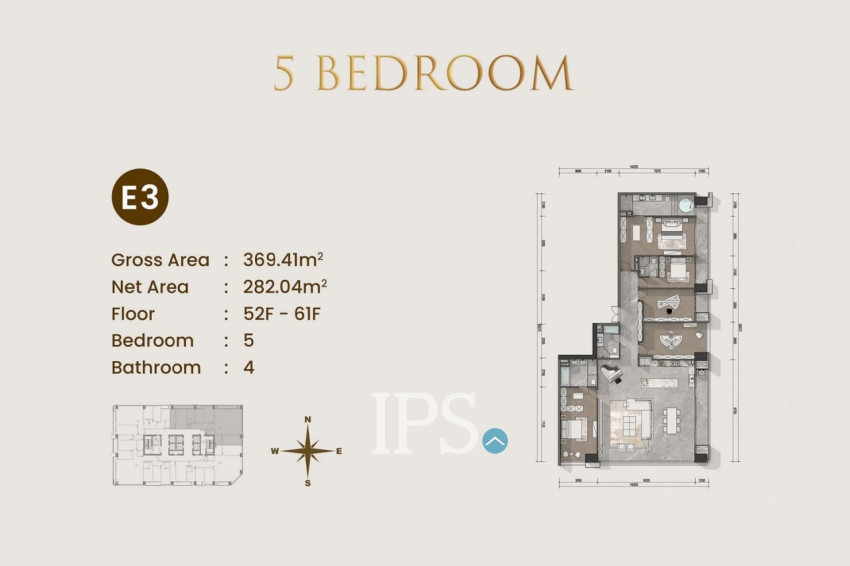 5 Bedroom Condo For Sale Type E3 - Le Conde 2, BKK1, Phnom Penh