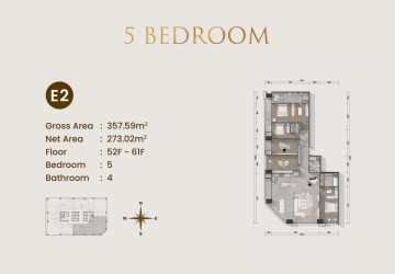 5 Bedroom Condo For Sale Type E3 - Le Conde 2, BKK1, Phnom Penh thumbnail