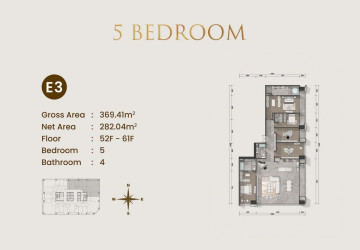 5 Bedroom Condo For Sale Type E3 - Le Conde 2, BKK1, Phnom Penh thumbnail