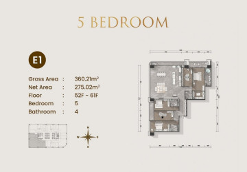 5 Bedroom Condo For Sale Type E3 - Le Conde 2, BKK1, Phnom Penh thumbnail