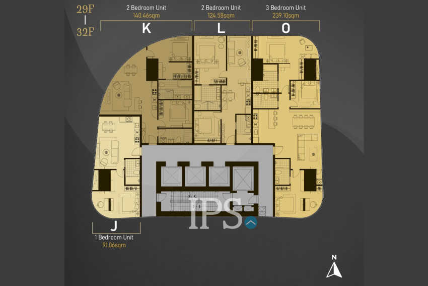 3 Bedroom Condo For Sale Type O - Citadel Manor, Toul Tum Poung 2, Phnom Penh