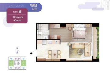 24th Floor 1 Bedroom Condo Type C3 For Sale - Time Square 306, BKK1, Phnom Penh thumbnail