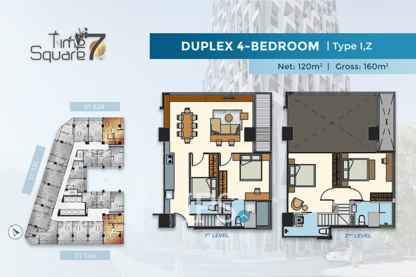 37th Floor 4 Bedroom Duplex Condo For Sale  Time Square 7, Toul Kork, Phnom Penh