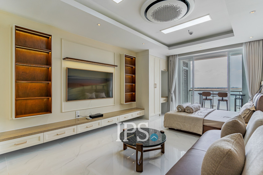 45 Sqm Studio Condo For Rent - Diamond Bay Garden, Tonle Bassac, Phnom Penh