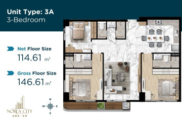 3 Bedroom Condo For Sale Type 3A - Norea Square Condominium - Nirouth, Khan Chbar Ampov  Nirouth thumbnail