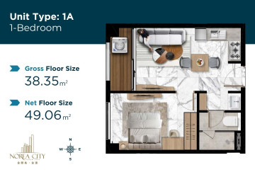 1 Bedroom Condo For Sale Type 1A - Norea Square Condominium - Nirouth, Khan Chbar Ampov  Nirouth thumbnail